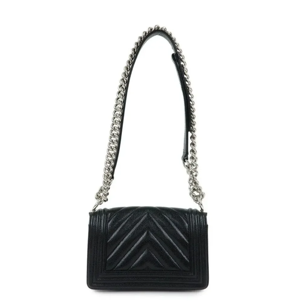 Chanel Caviar Leather Boy Chanel Small Flap Bag Black